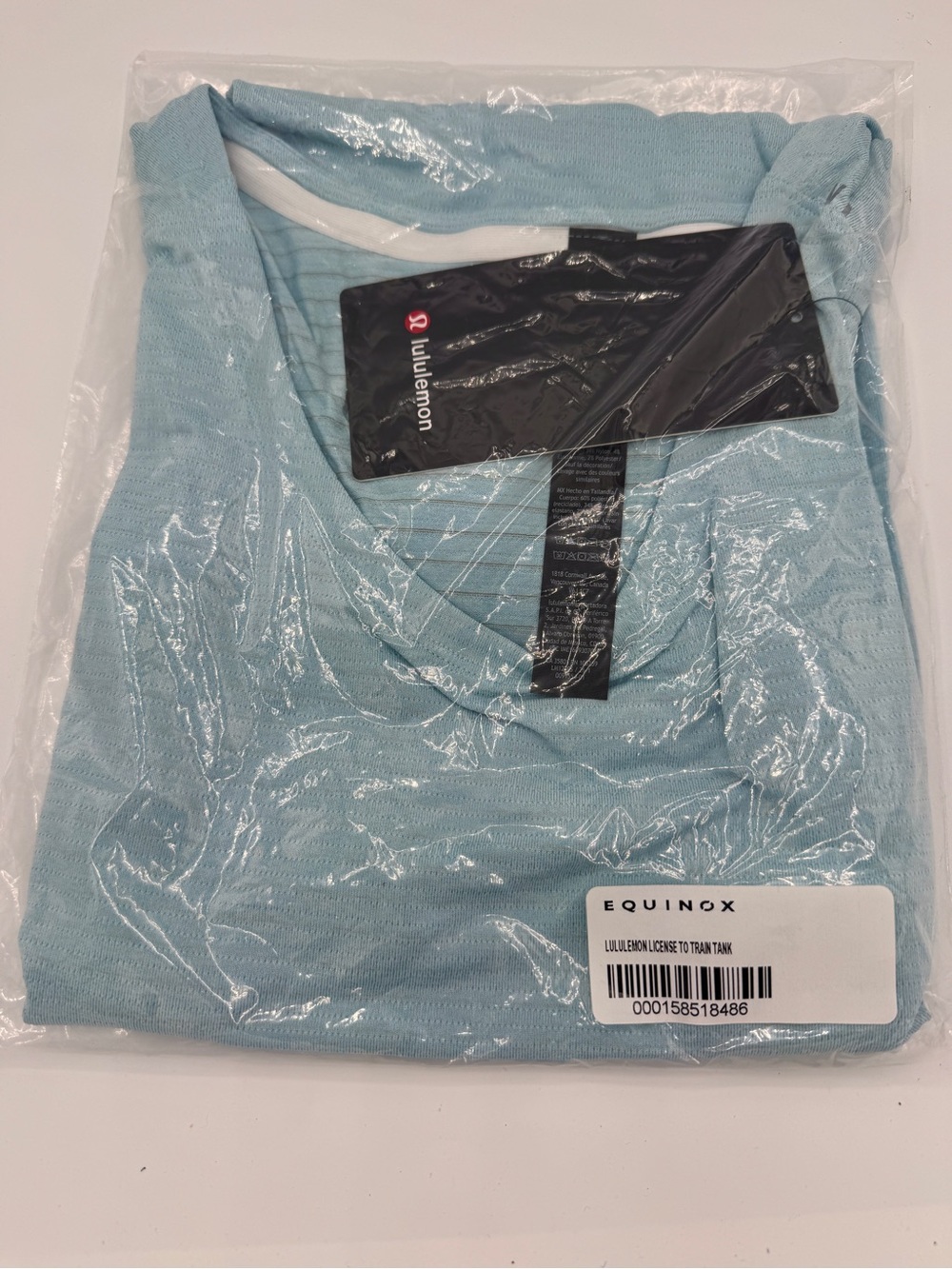 NWT Lululemon License to Train Top , Mens Tank Top in Foam Cloud Light Blue NEW